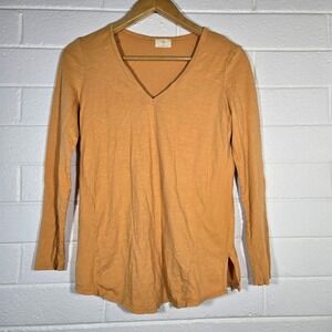 T.La Anthropologie Long Sleeve Slub Cotton Tee Small Flowy Beachy‎ Hippie Casual